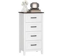 HOMCOM Commode étroite haute avec 4 tiroirs, commode de chambre à coucher avec plateau effet bois, commode peu encombrante pour salon, couloir, entrée, 45 x 35 x 87 cm, blanc