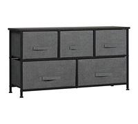 HOMCOM Commode Meuble de Rangement 100 x 30 x 54 cm 5 tiroirs Non-tissés Gris foncé Structure Acier Noir Aspect Bois