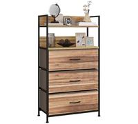 Meuble de rangement HOMCOM style industriel commode 3 tiroirs en tissu amovibles et 2 étagères - 60 x 29 x 101 cm - MDF et métal