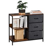 HOMCOM Commode Meuble de Rangement avec 3 tiroirs en Tissu Amovibles, 2 étagères et 1 Grand Plateau - 80 x 29 x 71 cm - Marron