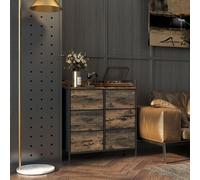 HOMCOM Commode, meuble de rangement pour chambre 6 tiroirs tissu non tissé cadre en acier, 79 x 29 x 85 cm, effet bois d'acajou