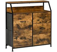 HOMCOM Commode Meuble de Rangement Style Industriel 5 tiroirs Pliables en Tissu - 83,5 x 29 x 87 cm