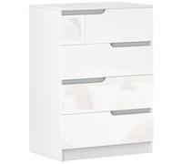 HOMCOM Commode Moderne avec 4 tiroirs, Commode Haute Brillance pour Chambre à Coucher, Salon, 60 x 40 x 85 cm, Blanc