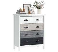 HOMCOM Commode moderne avec 5 tiroirs pour rangement avec design anti-retournement pour salon couloir 70 x 38 x 85 cm Blanc