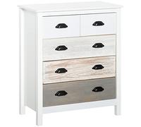 HOMCOM Commode moderne avec 5 tiroirs pour rangement avec design anti-retournement pour salon couloir 70 x 38 x 85 cm Blanc