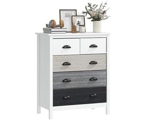 HOMCOM Commode moderne avec 5 tiroirs pour rangement avec design anti-retournement pour salon couloir 70 x 38 x 85 cm Blanc