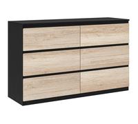 HOMCOM - Commode - Panneaux de particules - 120x39x75cm - noir et bois naturel