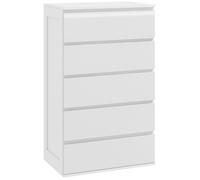 Commode 5 tiroirs style contemporain dim. 60L x 38l x 100H cm blanc