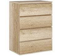 HOMCOM Commode 4 tiroirs Commode Chambre Meuble de Rangement épuré Style Moderne avec mécanisme de Fermeture en Douceur, pour Chambre à Coucher, Salon - 60 x 40 x 80 cm, Bois Naturel