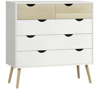 HOMCOM - Commode - Panneaux de particules - 99x39x101cm - blanc, chêne