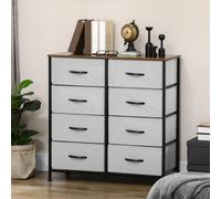 HOMCOM Commode Pliante 8 Tiroirs Non-Tissé Noire Structure Acier 80x30x81,5 cm | Aosom France