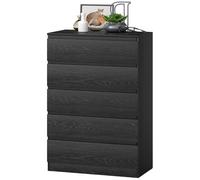 HOMCOM Commode pour Chambre 5 Tiroirs Chiffonnier pour Salon Bureau Style Moderne 77x40x111,5 cm Noir Veiné