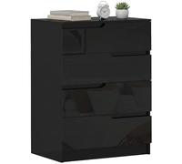 HOMCOM Commode pour chambre à coucher avec 4 tiroirs 60 x 40 x 85 cm Noir brillant