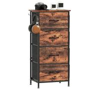 HOMCOM Commode pour Chambre à Coucher avec 4 tiroirs en Tissu, Haut Meuble de Rangement avec 4 Poches, 2 Crochets et Cadre en Acier pour Salon, Couloir, Marron Rustique