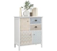 HOMCOM Commode Rangement avec 2 tiroirs, 3 compartiments de rangement, armoire à tiroirs avec protection anti-basculement pour salon, chambre à coucher, blanc 68 x 34 x 80 cm