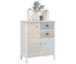 HOMCOM Commode Rangement avec 2 tiroirs, 3 compartiments de rangement, armoire à tiroirs avec protection anti-basculement pour salon, chambre à coucher, blanc 68 x 34 x 80 cm
