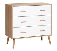 HOMCOM Commode Scandinave sur Pieds 3 Tiroirs Blanc Aspect Bois Clair
