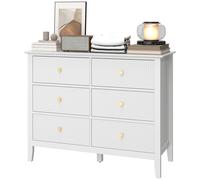 HOMCOM Commode Sideboard 6 tiroirs - Armoire de rangement moderne pour salon, chambre, entrée 100 x 40 x 78 cm Blanc