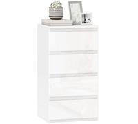 HOMCOM Commode slim haute à 4 tiroirs, 40 x 35 x 74 cm, blanc brillant