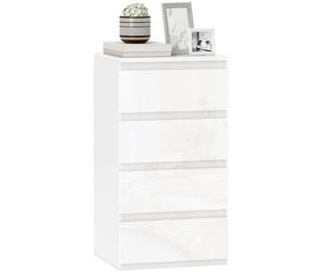 HOMCOM Commode slim haute à 4 tiroirs, 40 x 35 x 74 cm, blanc brillant