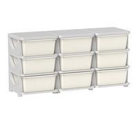 HOMCOM Commode verticale à 3 étages pour enfants avec 9 tiroirs - Organiseur de jouets pour chambre d'enfant, salle de jeux et jardin d'enfants, crème