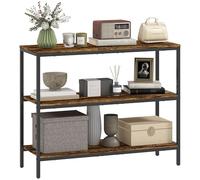 HOMCOM Console à 3 niveaux, table d'appoint avec cadre en métal, étagère en métal pour petit espace, entrée, couloir, salon, 101 x 35 x 80 cm, marron rustique