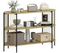 HOMCOM Console avec Corde en Papier tissée à la Main Console d'entrée à 3 Niveaux avec Structure en Acier Style bohème pour Hall d'entrée Salon 124x43,5x80 cm Naturel