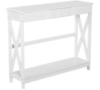 HOMCOM Console Blanche Style Néo-Rétro avec Tiroir et Étagère en MDF | Aosom France