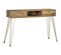 HOMCOM Console d'entrée avec 2 tiroirs, 120x29x79 cm Bronze | Entrée, étagère ouverte, pieds en acier, salon couloir, style moderne