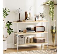 HOMCOM Console d'Entrée avec 3 Étagères Ouvertes et Pieds en Métal pour Couloir Entrée Salon Chambre Naturel et Blanc