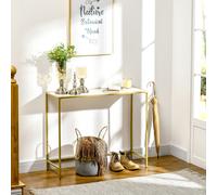 HOMCOM Console d'Entrée en Acier et Verre Trempé, 100x35.5x80 cm, Blanc et Or