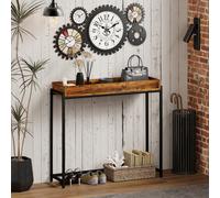 HOMCOM Console d'entrée étroite, métal & panneau, brun rustique