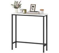 HOMCOM Console meuble 75 cm, table console plateaux en effet marbre, cadre en métal, style moderne blanc et noir