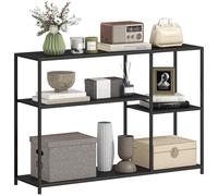 HOMCOM Console Meuble Style Industriel à 4 Niveaux, Table Console entrée étroite avec Cadre en Acier, Table d'entrée pour Salon ou Couloir, 110 x 30 x 75 cm, Noir