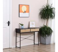 HOMCOM Console Moderne pour Entrée et Salon avec 2 Tiroirs en Métal 100x30x75cm - Noir