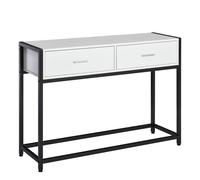 HOMCOM Console Table d'appoint Design dim. 120L x 34l x 81H cm 2 tiroirs métal Noir Panneaux Particules Blanc