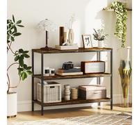 HOMCOM Console Table, Table d'Appoint avec Étagère à 3 Niveaux, Aggloméré, Métal, Brun Clair