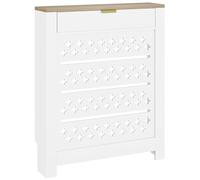 HOMCOM Couvercle de radiateur avec placard rabattable, cache radiateur à motif croisé avec étagère supérieure, pour salon, chambre à coucher, couloir, 78 x 19 x 95,5 cm, blanc