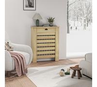 HOMCOM Couvercle de radiateur cache radiateur grille à lattes horizontales avec 2 tiroirs en bois 78l x 19P x 95,5H cm chêne