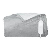HOMCOM Couverture chauffante, 180 x 130 cm, plaid chauffant avec 10 niveaux de chauffage, minuterie 10 heures, lavable en machine, protection contre la surchauffe, flanelle et velours de coton, gris