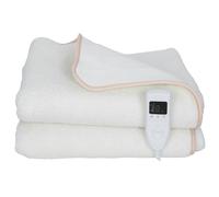 HOMCOM Couverture chauffante avec contrôle double zones 160 x 140 cm lavable en machine avec 5 niveaux de chauffage, minuterie 10 heures, protection contre la surchauffe