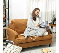 HOMCOM Couverture chauffante, plaid chauffant, 10 niveaux de chauffage, minuterie 10H, lavable en machine, 180x130cm, gris