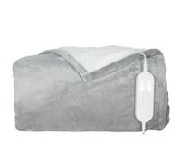 HOMCOM Couverture Chauffante, 180 x 130 cm, Plaid Chauffant avec 9 Niveaux de Chauffage, Minuterie 9 Heures, Lavable en Machine, Protection contre la Surchauffe, Flanelle et Velours de Coton, Gris