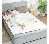 HOMCOM Couverture chauffante, plaid chauffant avec double commande, 5 niveaux de chauffage, minuterie 10H, 160x140cm, blanc
