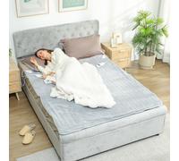 HOMCOM Couverture Électrique 160x140 cm avec 5 Niveaux de Chaleur et 2 Télécommandes, en Polaire et Polyester Gris