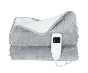 HOMCOM Couverture Électrique 160x140 cm avec 5 Niveaux de Chaleur et 2 Télécommandes, en Polaire et Polyester Gris