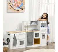 HOMCOM Cuisine Jouet 2 Pièces pour Enfants 3-6 Ans avec Ustensiles de Cuisine, Lumières et Effets Sonores, en MDF et PP