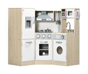 HOMCOM Cuisine Jouet Enfant avec Téléphone et Rangement | Accessoires de jeu de rôle, effets sonores et lumineux