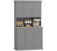 HOMCOM Cuisine Mobile en Bois avec placards et tiroir, Buffet de Style campagnard avec étagères réglables, 101 x 39 x 180 cm, Gris