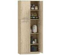 HOMCOM Cuisine Sideboard, Pantry Unit with 2 Cabinets, Kitchen Cabinet with Adjustable MDF Shelves, for Dining Room, Living Room, Sitting Room, 59x31x155 cm, Oak